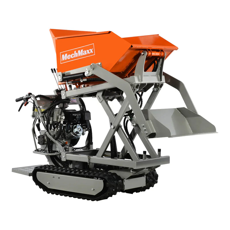 1100lbs Capacity 10HP 301cc Gas Engine Tracked Dumper Hydraulic Tipping and Lifting with Front Shovel