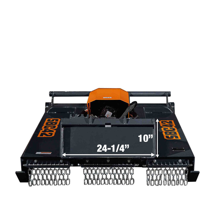 TMG Industrial Mini Skid Steer Rotary Brush Cutter, 42” Cut Width, 2-½” Capacity, Hydraulic Motor, Toro Style Mount Plate,TMG-SBC42