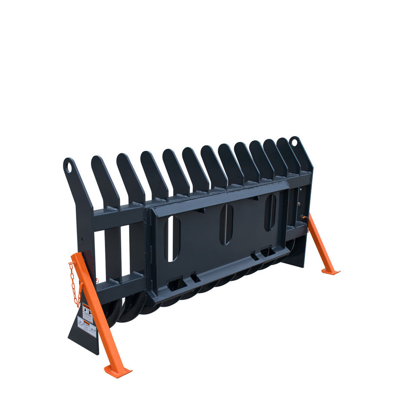 TMG Industrial 72” Skid Steer Root Debris Rake Attachment, Universal Mount, 6” Tine Spacing, 30-50 HP Skid Steers, TMG-SDR72