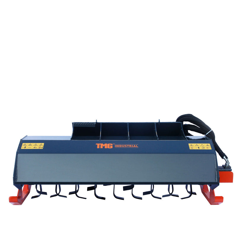 TMG Industrial 72” Skid Steer Rotary Tiller, Bi-Directional, 6” Tilling Depth, Universal Skid Mount, TMG-SRT72