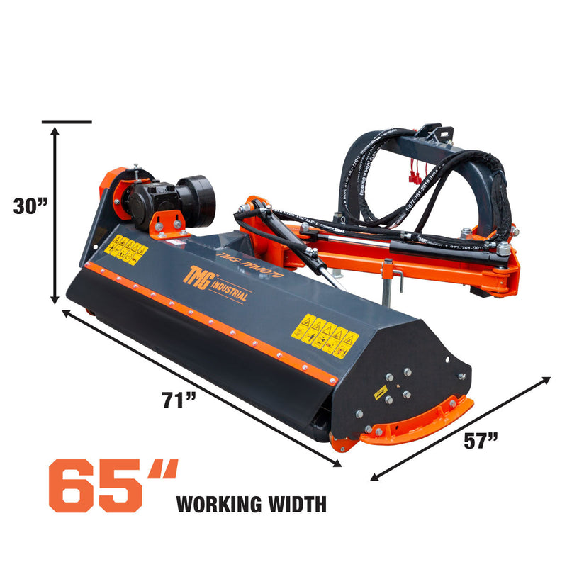 TMG Industrial 70” Offset Ditch Bank Flail Mower with 90° Tilt, 30-60 HP Tractor, 3-Point Hitch, PTO Drive Shaft, TMG-TFMO70