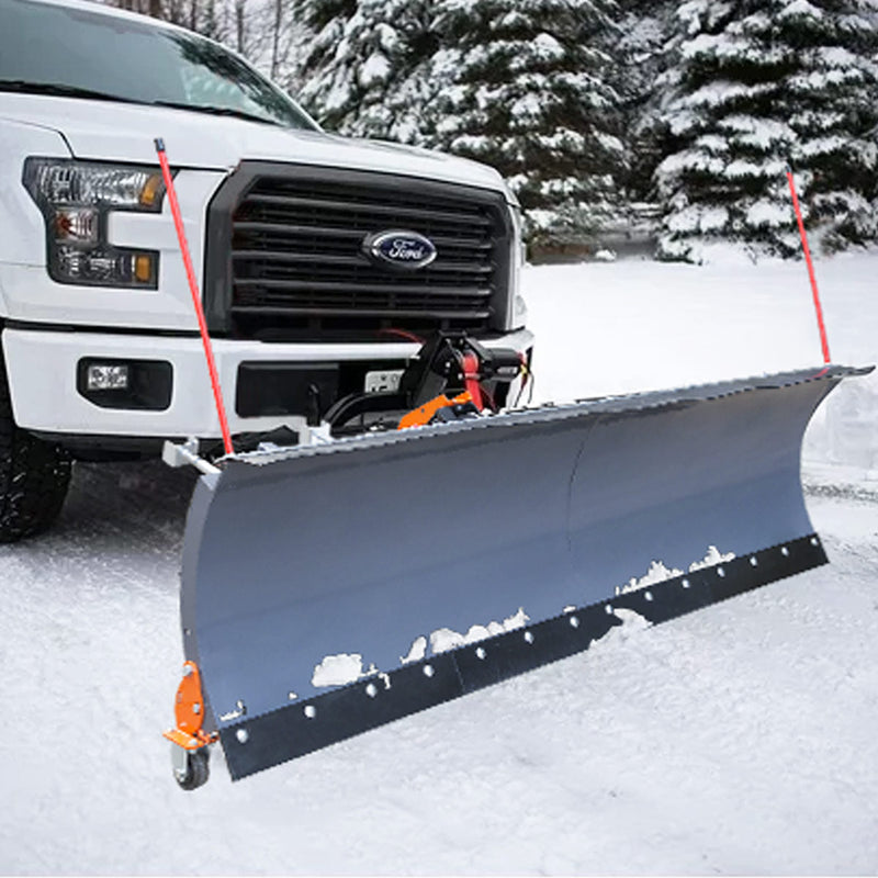 TMG Industrial 84” Truck/SUV Front Mount Snow Plow Pusher, Left and Right Angle, 2” Mount Receiver, Wireless Winch Control, TMG-TSP84