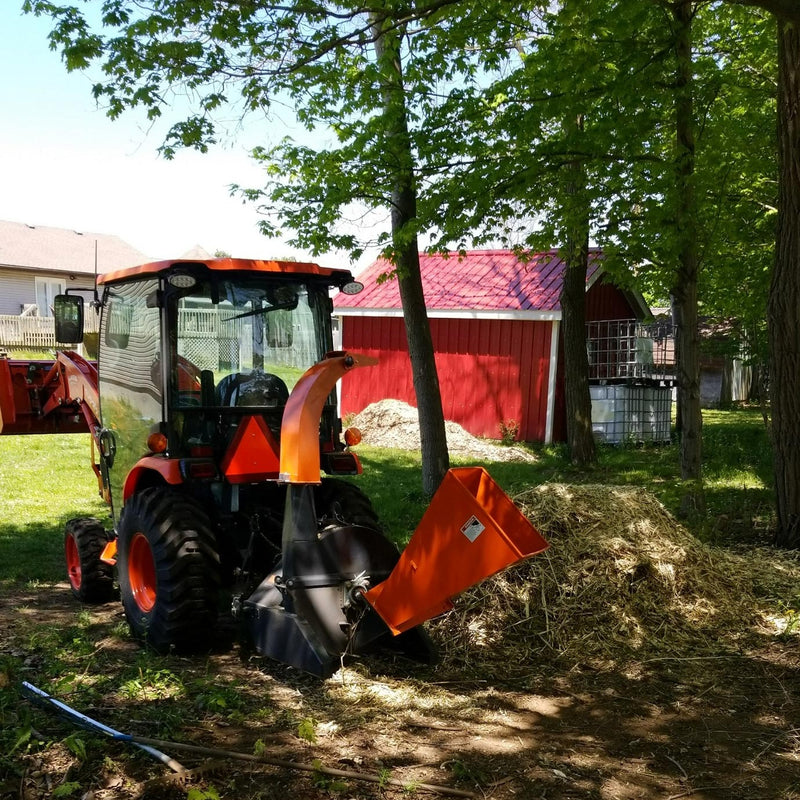 TMG Industrial Sub Compact 3-Point Wood Chipper, 4" Chipping Capacity, Category 1 Hookup, 30-50 HP Tractor, PTO Shaft Included, TMG-WC42