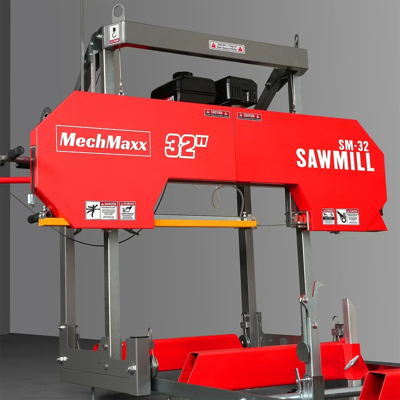 150167deposit 32" Portable Sawmill, 420cc 15HP Gasoline Engine, 29" Board Width, 32' Log Length, 14' Track Bed