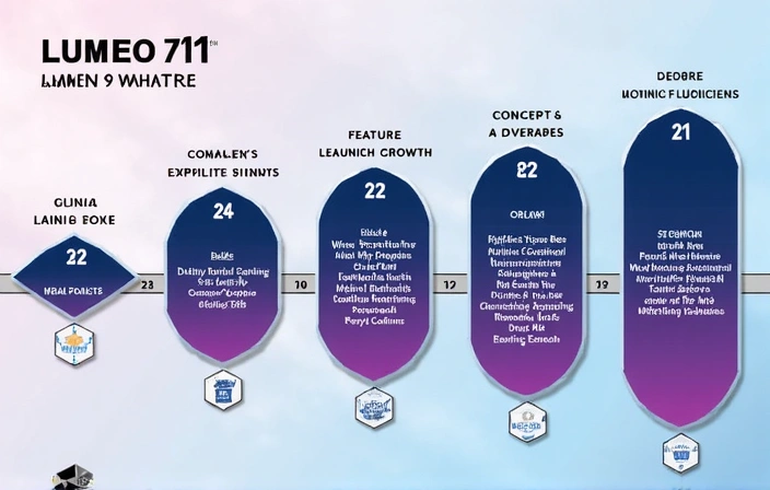 A timeline graphic showing key development milestones of helend.shop.