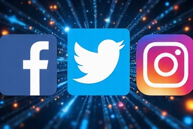 Social media icons collage
