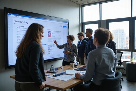 Team collaborating in a modern office