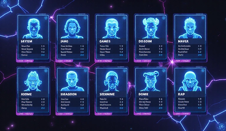 Dynamic player cards displayed on a screen