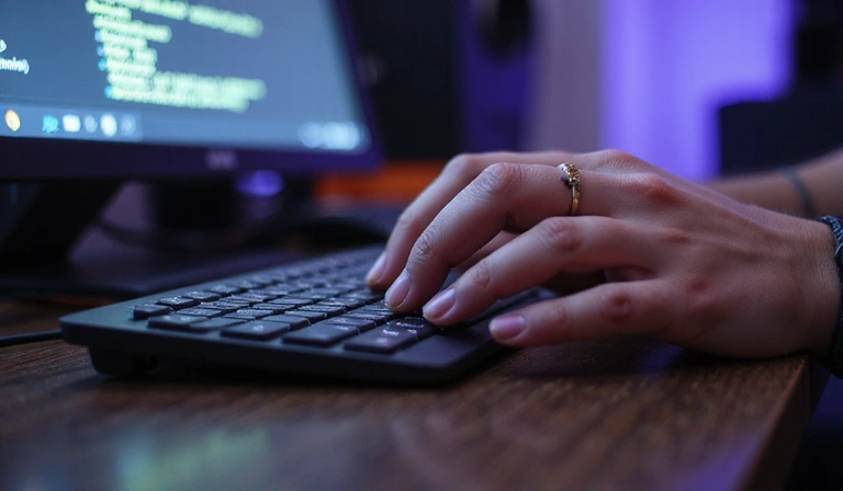 Person typing on a keyboard creating a looking-for-group ad