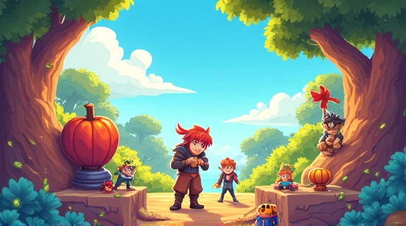 A vibrant, dynamic screenshot from a new indie game, showcasing its unique art style.