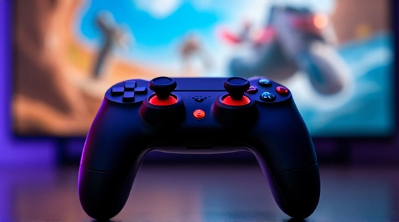 A close-up of a gaming controller with vibrant lights, representing a new game review.