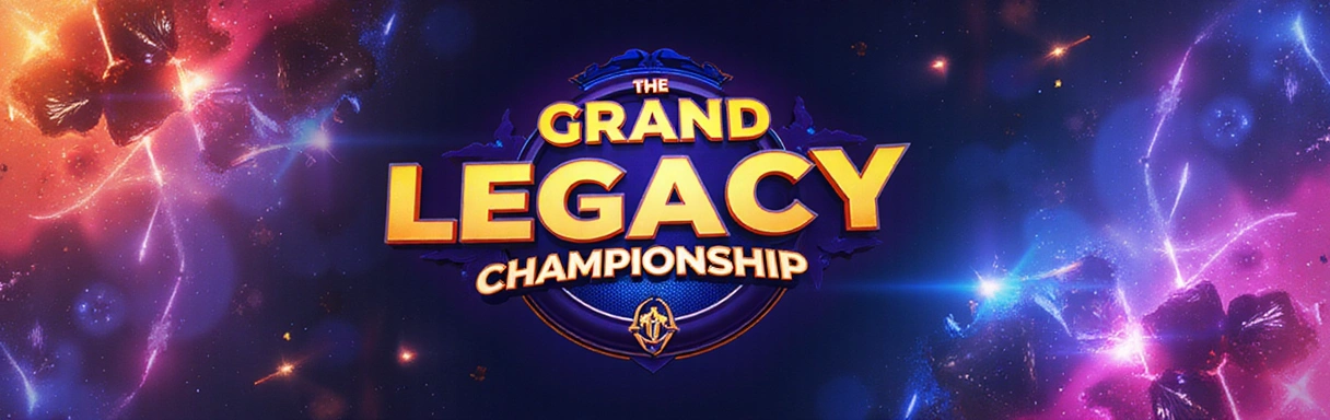 Grand Legacy Esports Championship 2024 banner with vibrant colors and abstract gaming elements